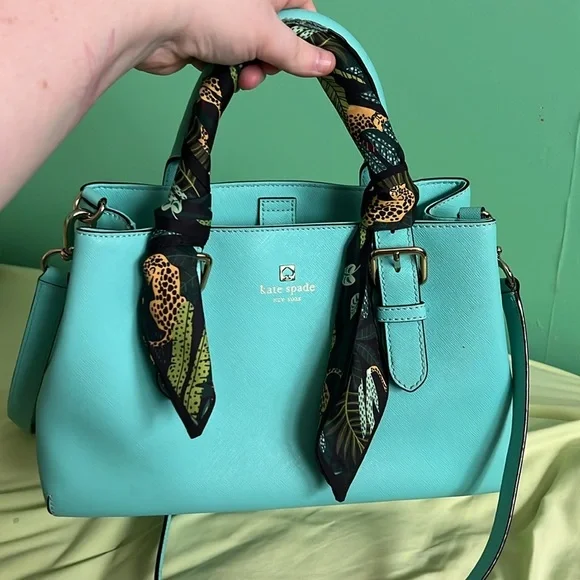 Kate Spade cove street provence fresh air blue crossbody with leopard scarf - Picture 15 of 15